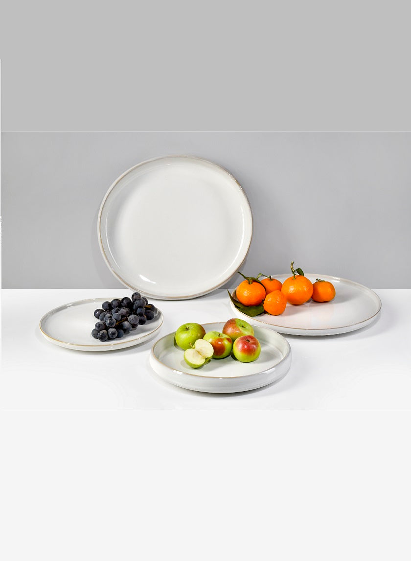 8.5in Wide Ooid White Ceramic Platter Decor Jamaligarden