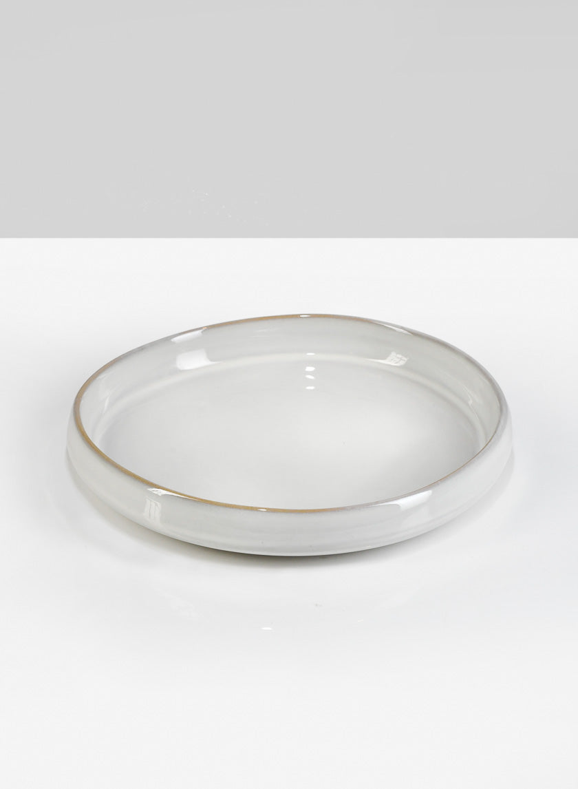 8.5in Wide Ooid White Ceramic Platter Decor Jamaligarden