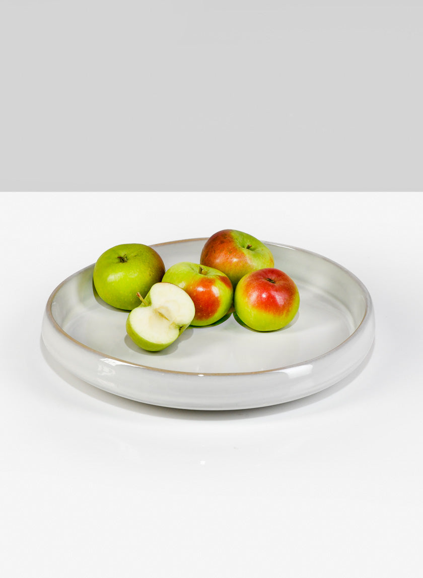 8.5in Wide Ooid White Ceramic Platter Decor Jamaligarden