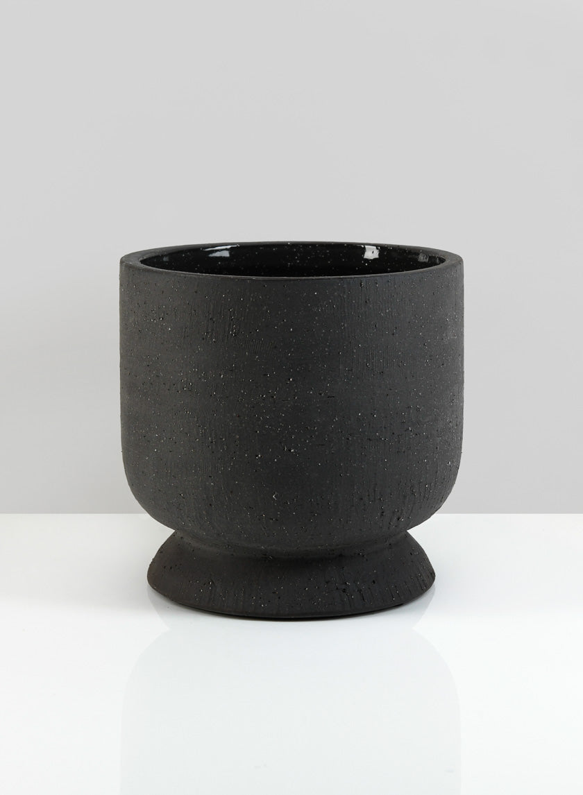 6.75in Tall Oslo Black Rustic Ceramic Pot Decor Jamaligarden