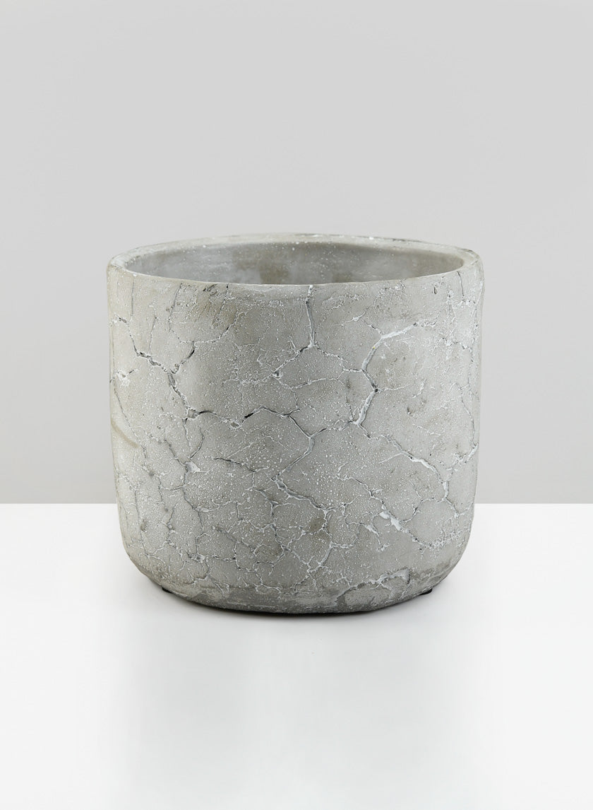 5.75in Tall Crackled Cement Pot Decor Jamaligarden