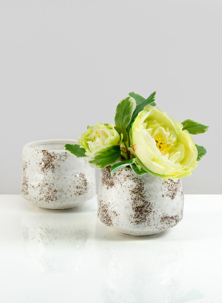 3.75in Tall Taino White Ceramic Glazed Pot Decor Jamaligarden