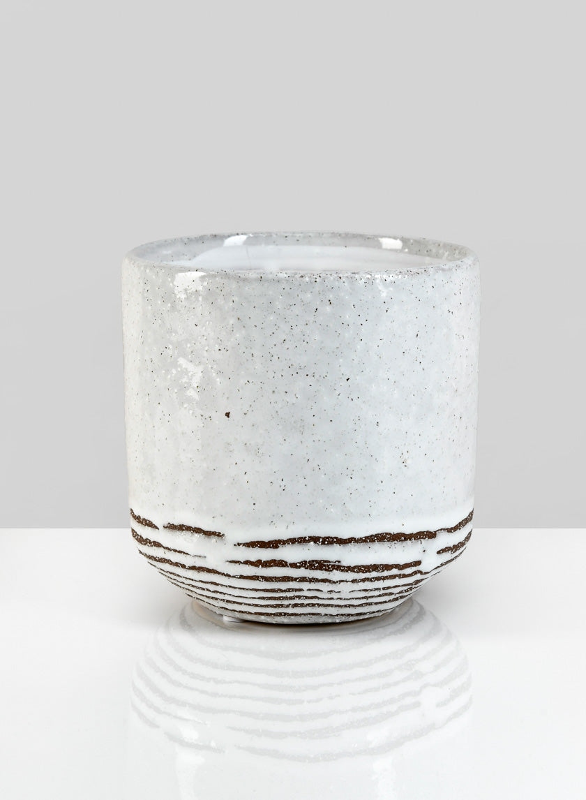 5.5in Tall Artisan Rustic White Pot Decor Jamaligarden