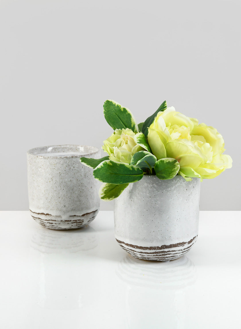 4.75in Tall Artisan Rustic White Pot Decor Jamaligarden