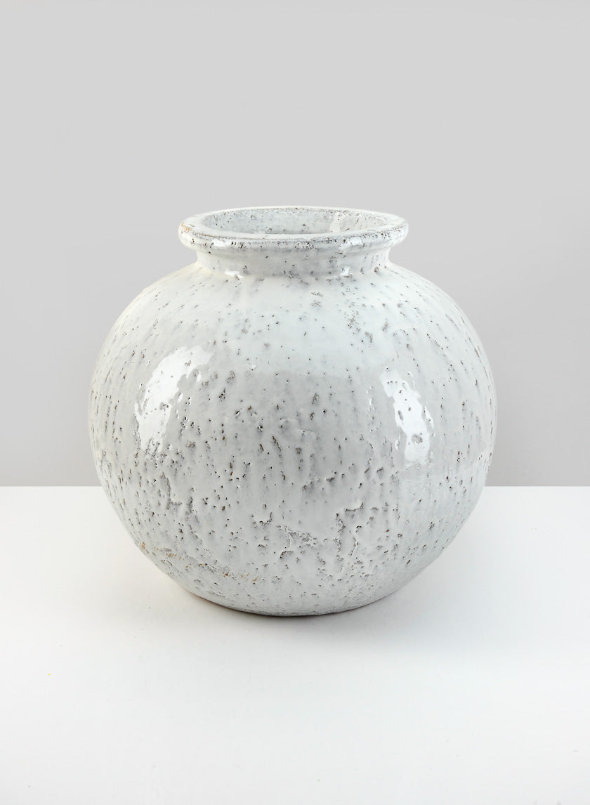 11.5in Wide Lebes Aged White Garden Urn Decor Jamaligarden