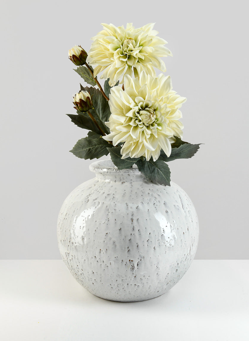 11.5in Wide Lebes Aged White Garden Urn Decor Jamaligarden