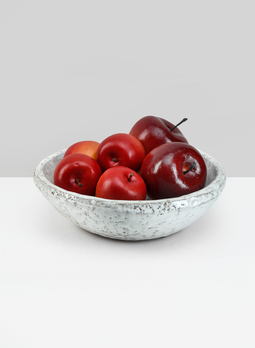 7in Wide Byzantine Aged White Shallow Bowl Decor Jamaligarden