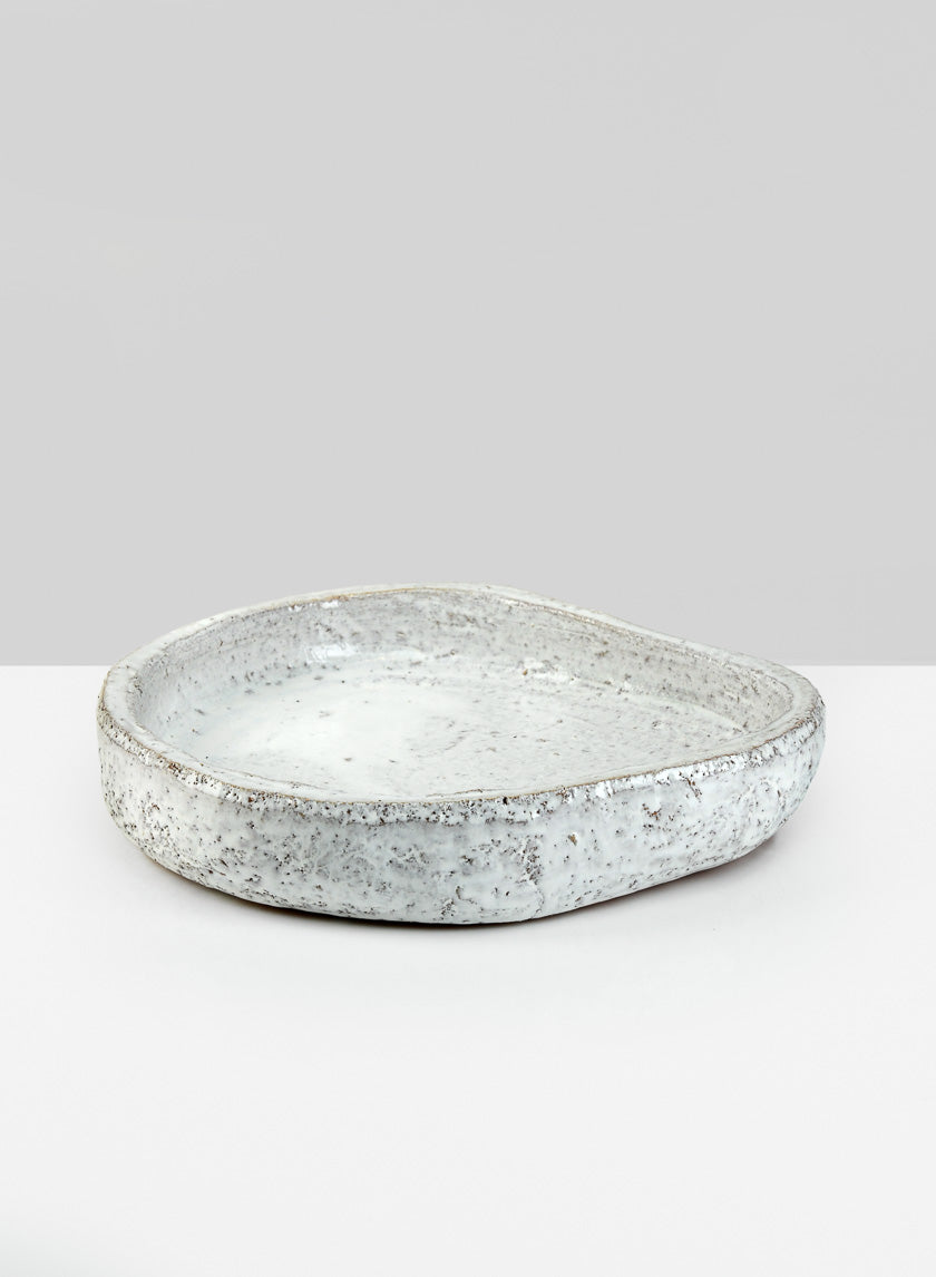 10.5in Wide Byzantine Aged White Shallow Bowl Decor Jamaligarden