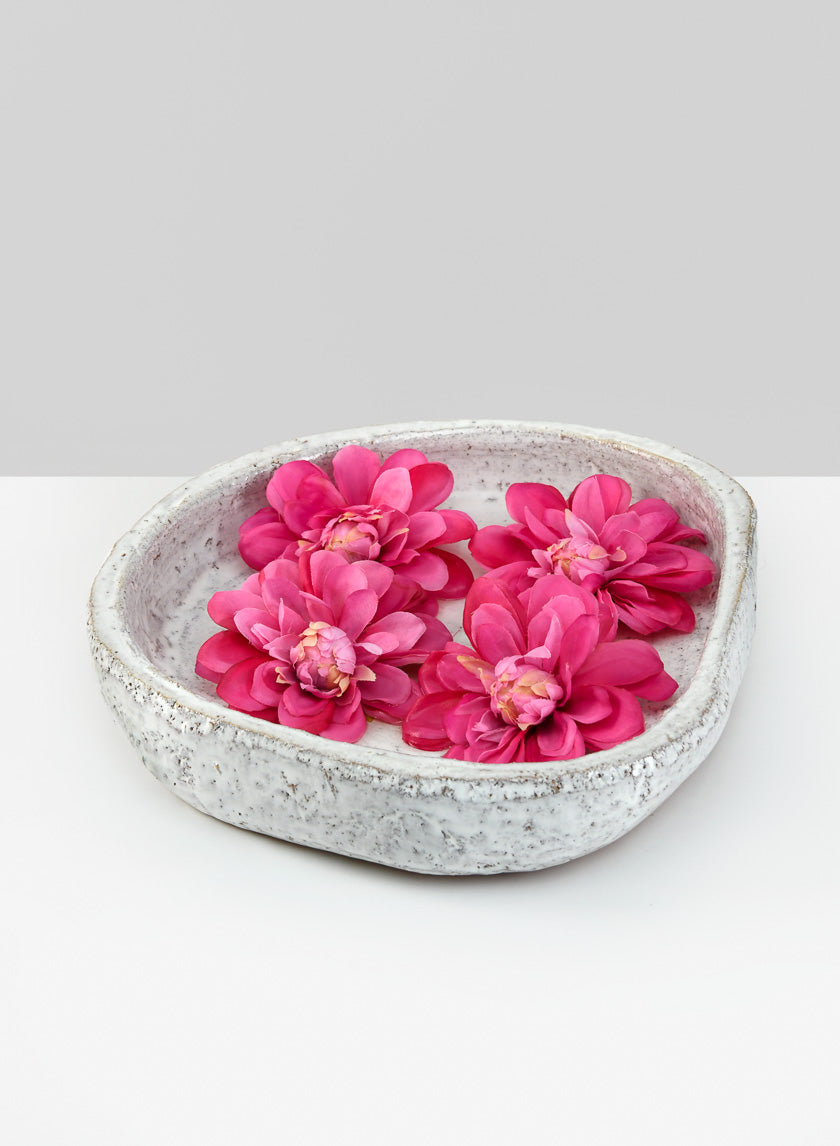 10.5in Wide Byzantine Aged White Shallow Bowl Decor Jamaligarden
