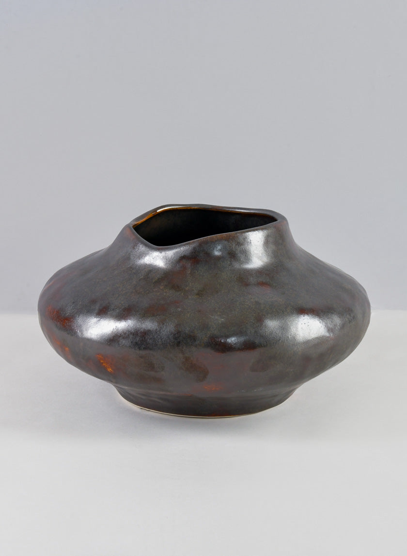 9in Wide Mashiko Aged Brown Artisan Bowl Decor Jamaligarden