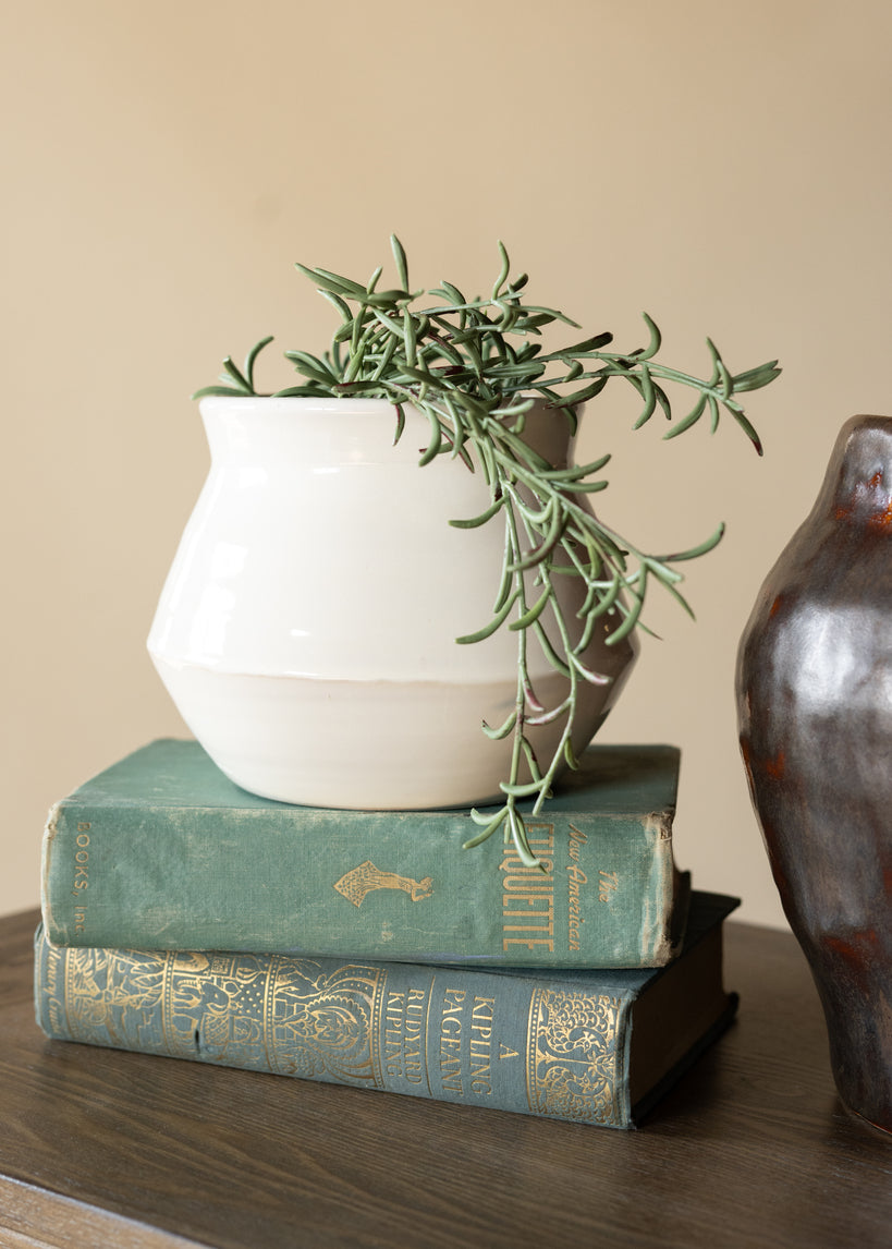 7in Wide Kasama White Artisan Bowl Decor Jamaligarden
