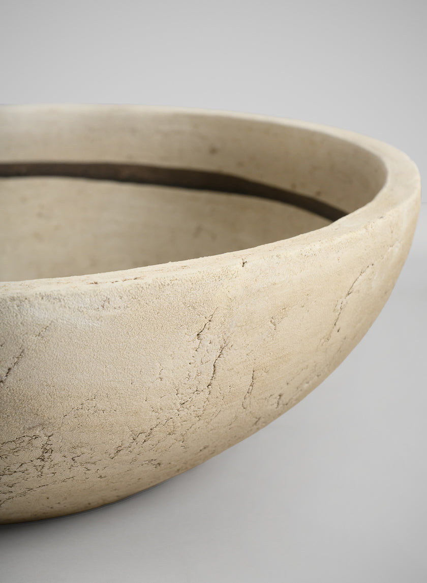 12in Wide Amadora Sand Tone Centerpiece Stonware Bowl Decor Jamaligarden