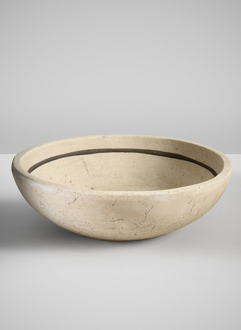 12in Wide Amadora Sand Tone Centerpiece Stonware Bowl Decor Jamaligarden