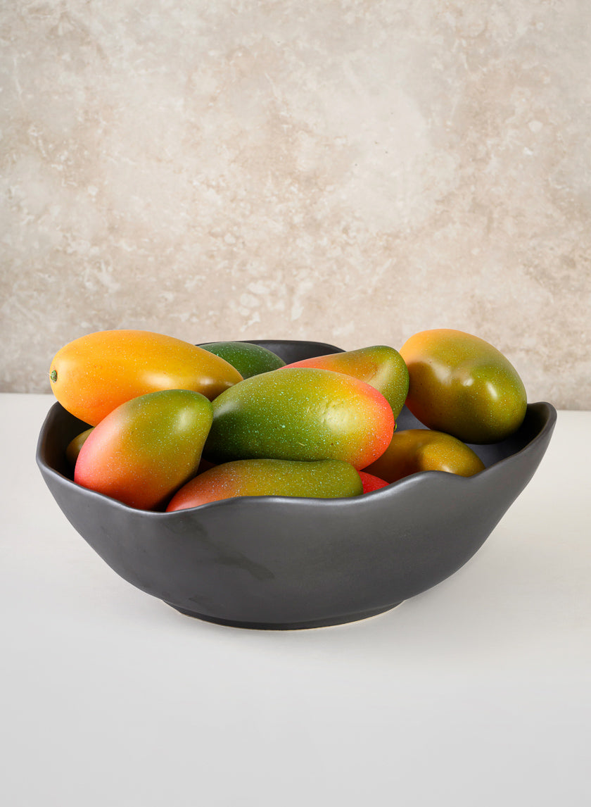 12in Wide Matte Black Ceramic Centerpiece Bowl Decor Jamaligarden