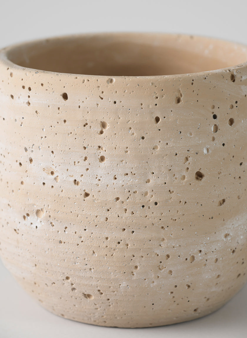 5in Tall Natural Slate Beige Cement Cache Pot Decor Jamaligarden