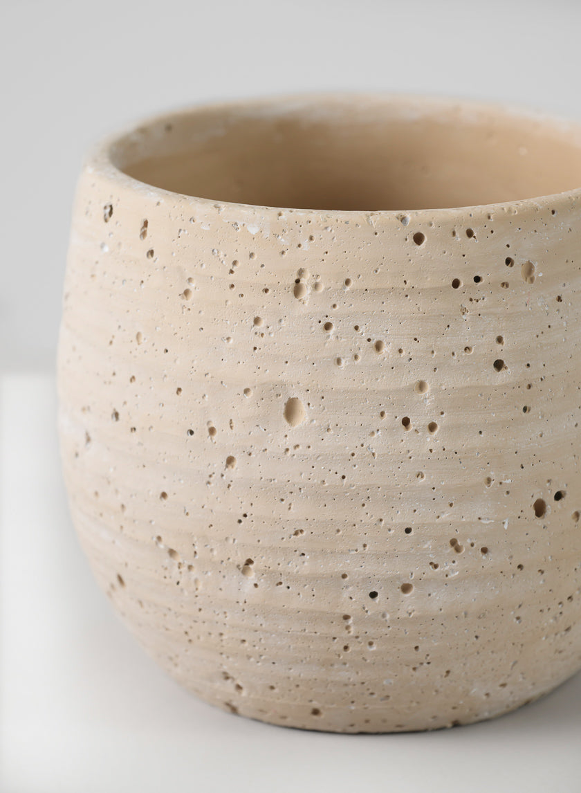 5in Tall Natural Slate Beige Cement Cache Pot Decor Jamaligarden