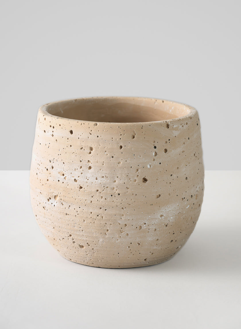 5in Tall Natural Slate Beige Cement Cache Pot Decor Jamaligarden