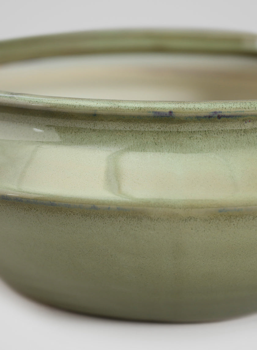 10.5in Wide Moss Green Glaze Ceramic Ikebana Bowl Decor Jamaligarden