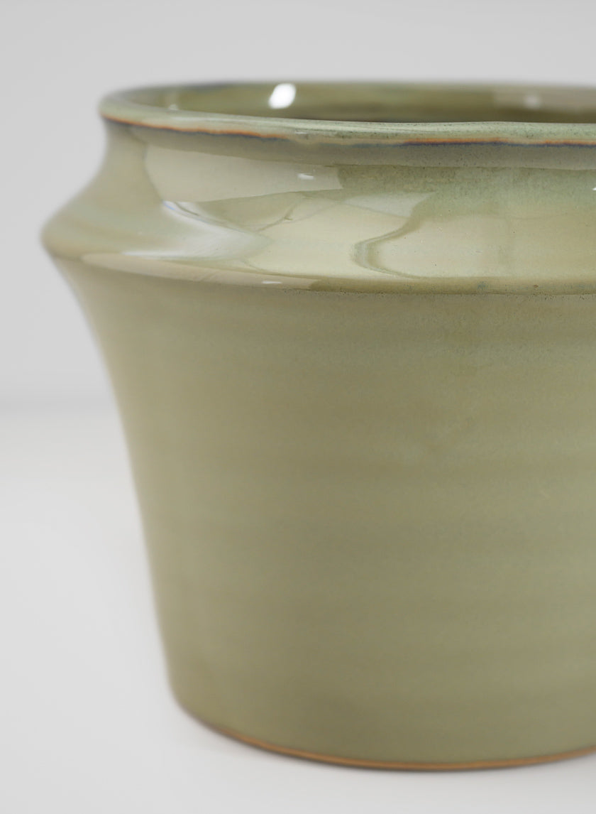 6in Tall Moss Green Glaze Ceramic Ikebana Planter Decor Jamaligarden
