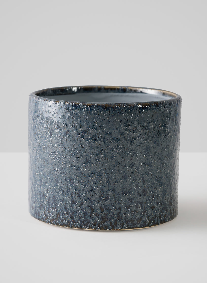 4.5in Tall Glaze Old Blue Ceramic Cylinder Vase Decor Jamaligarden