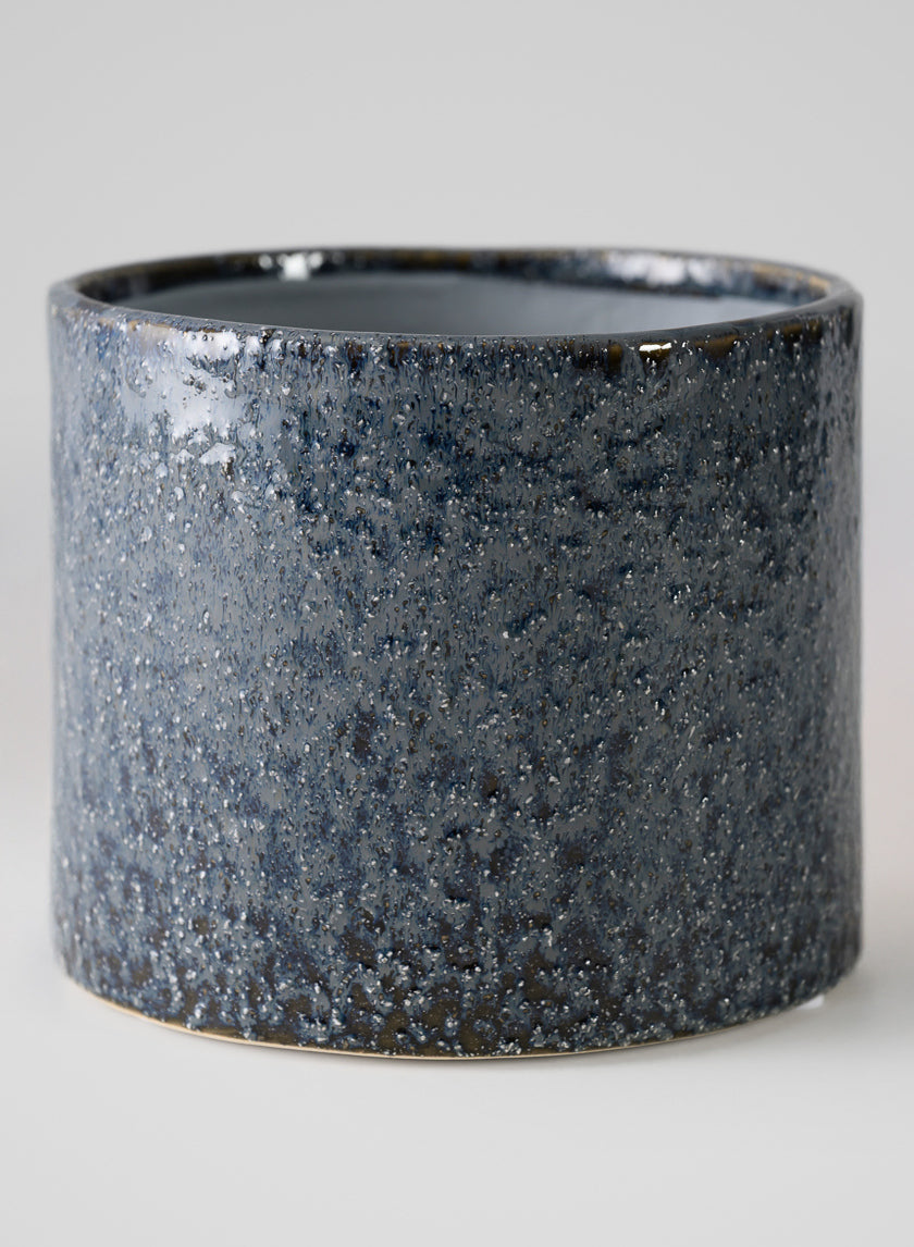 4.5in Tall Glaze Old Blue Ceramic Cylinder Vase Decor Jamaligarden