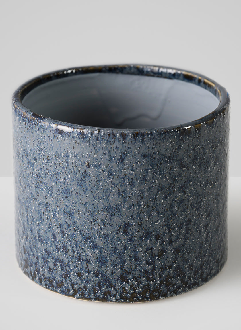4.5in Tall Glaze Old Blue Ceramic Cylinder Vase Decor Jamaligarden