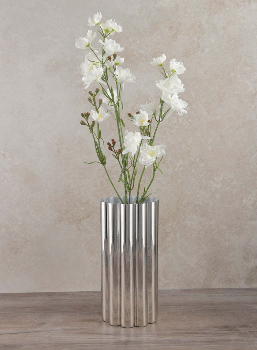 9.75in Tall Nuage Silver Stainless Steel Vase Decor Jamaligarden