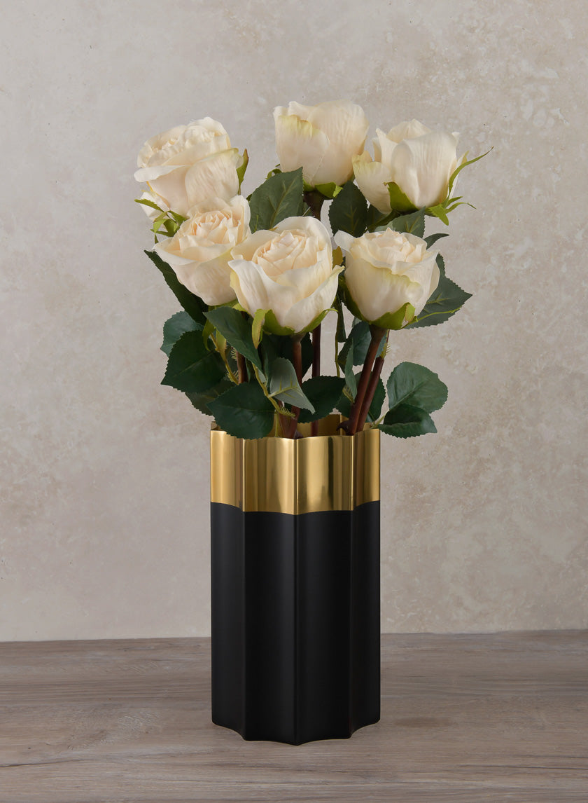 7.75in Tall Narita Black and Gold Stainless Steel Vase Decor Jamaligarden