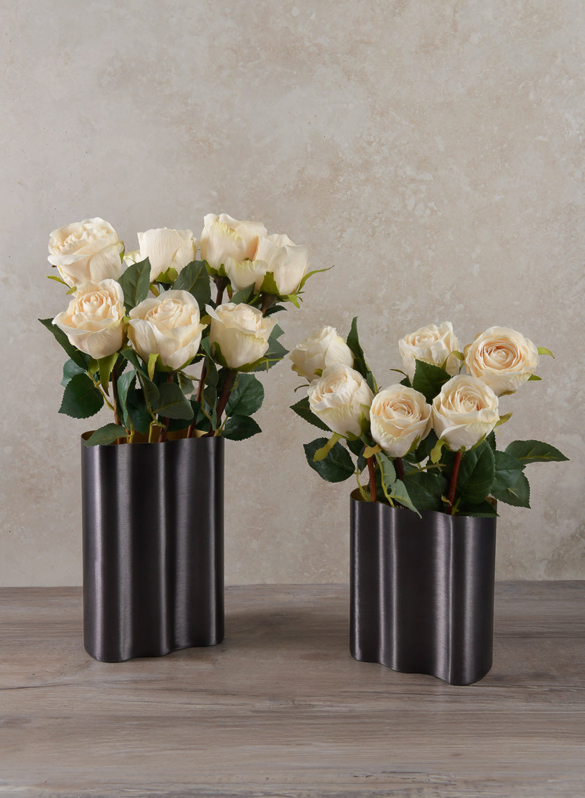 6in Tall Black Cobra Brushed Stainless Steel Vase Decor Jamaligarden