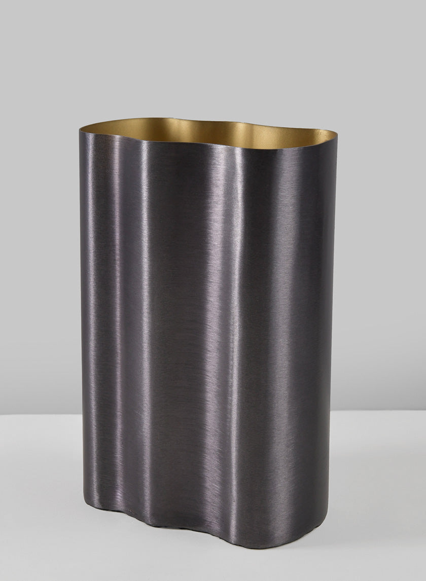 8in Tall Black Cobra Brushed Stainless Steel Vase Decor Jamaligarden