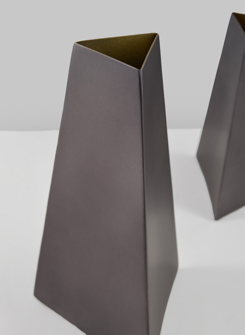 8.25in Tall Pisa Triangle Stainless Steel Vase Decor Jamaligarden
