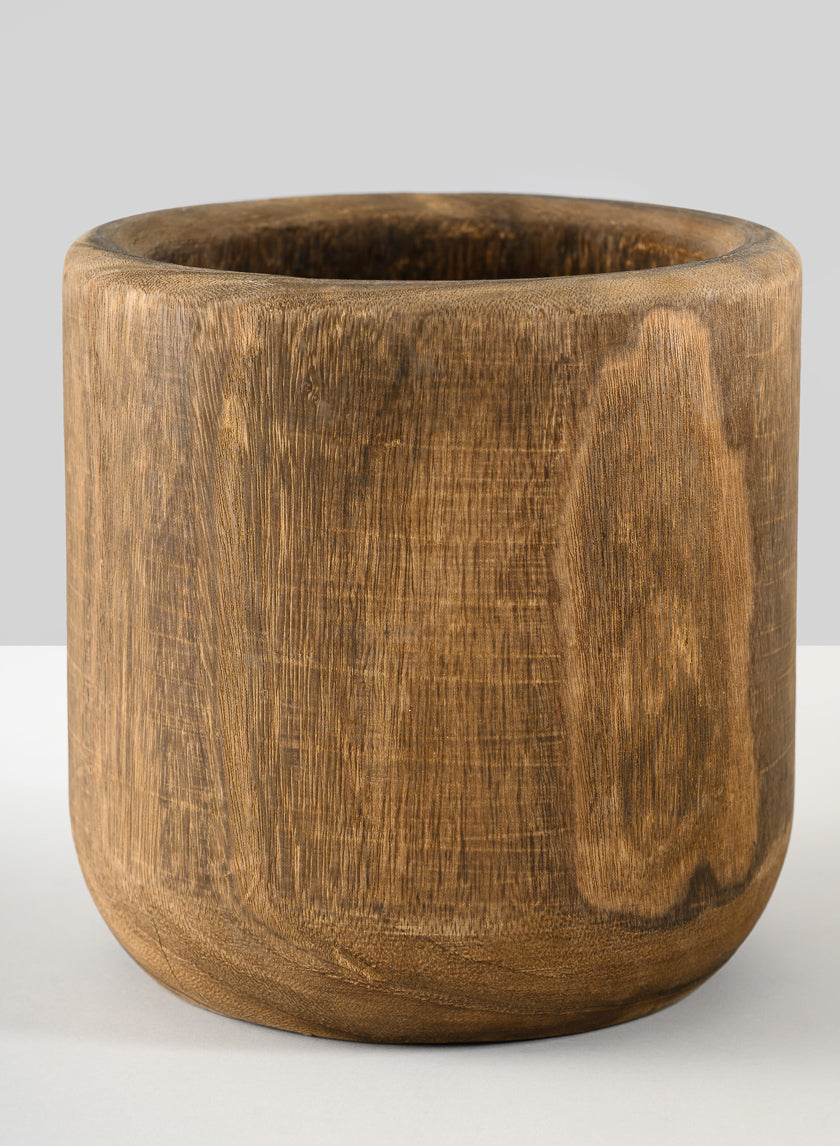 Dark Walnut Finish Paulownia Wood Cache Pot Decor Jamaligarden