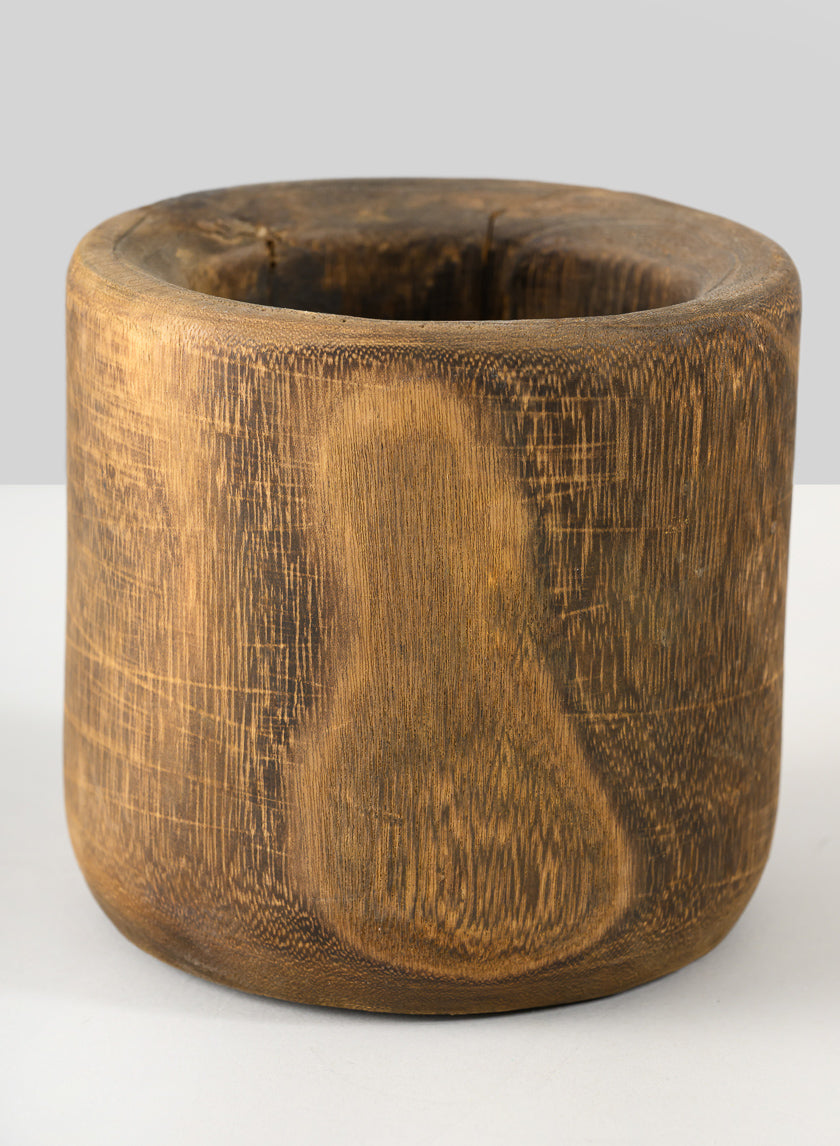 Dark Walnut Finish Paulownia Wood Cache Pot Decor Jamaligarden