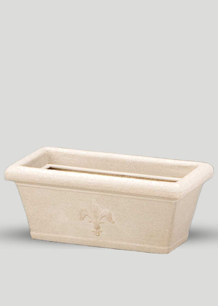 16in &amp; 24in Fleur de Lis Weathered Stone Rectangular Planter Decor Jamaligarden