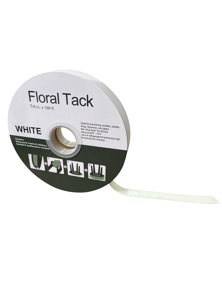 5/8in x 196ft White Floral Tack Decor Jamaligarden