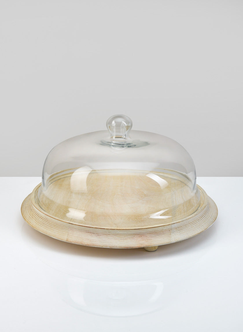 6in Tall Gypsie Glass Cloche with Wood Base Decor Jamaligarden