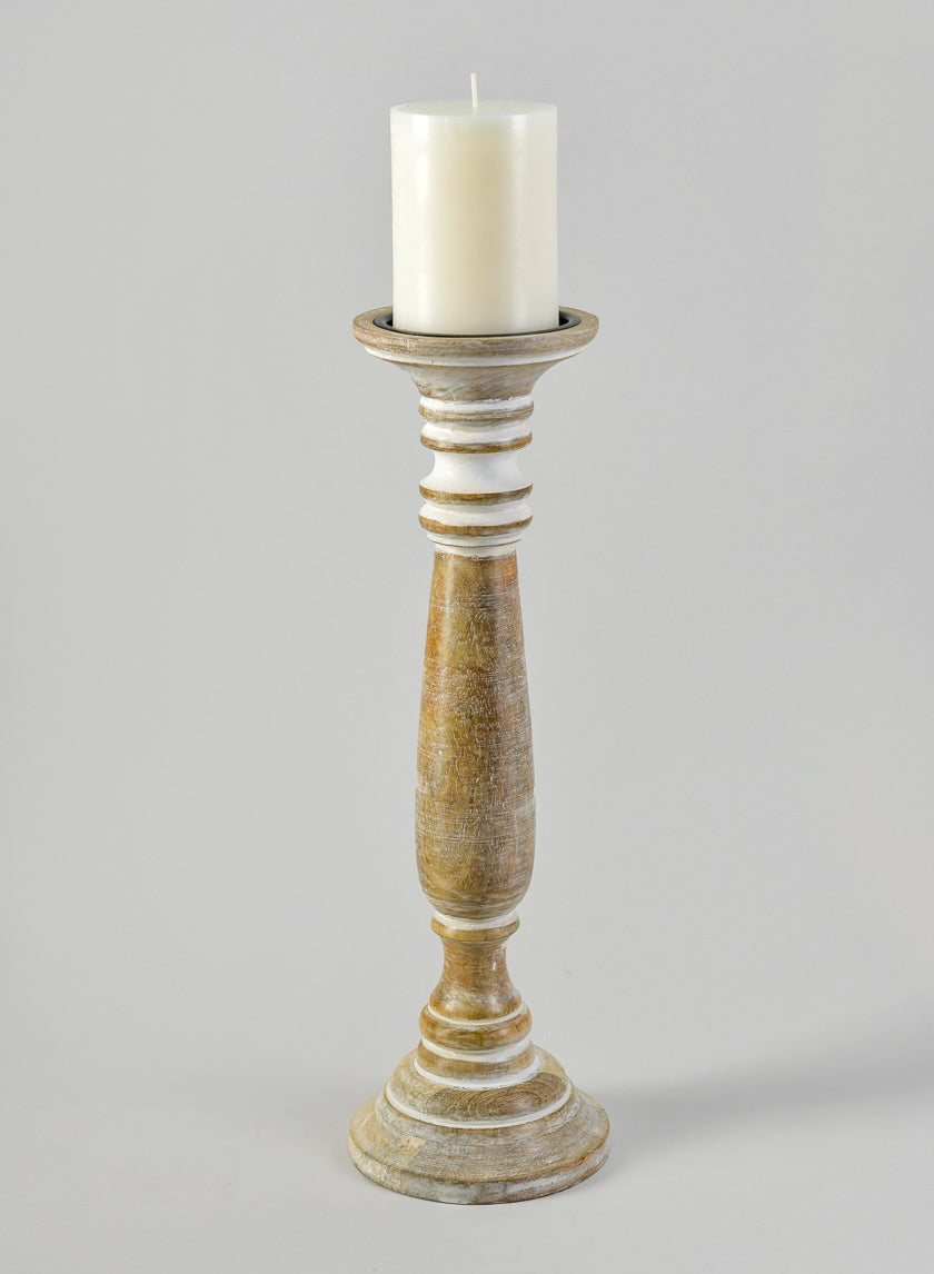 16in Tall Campagna White Washed Pillar Holder Decor Jamaligarden