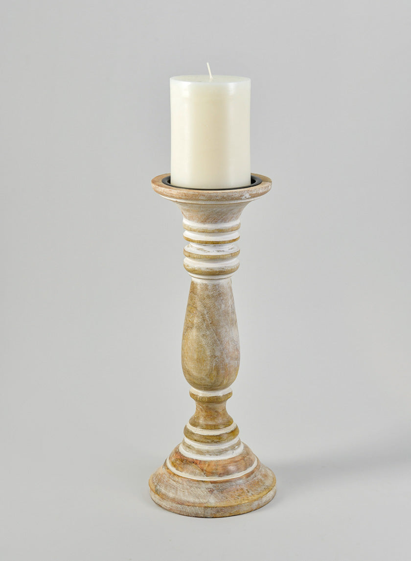12in Tall Campagna White Washed Pillar Holder Decor Jamaligarden
