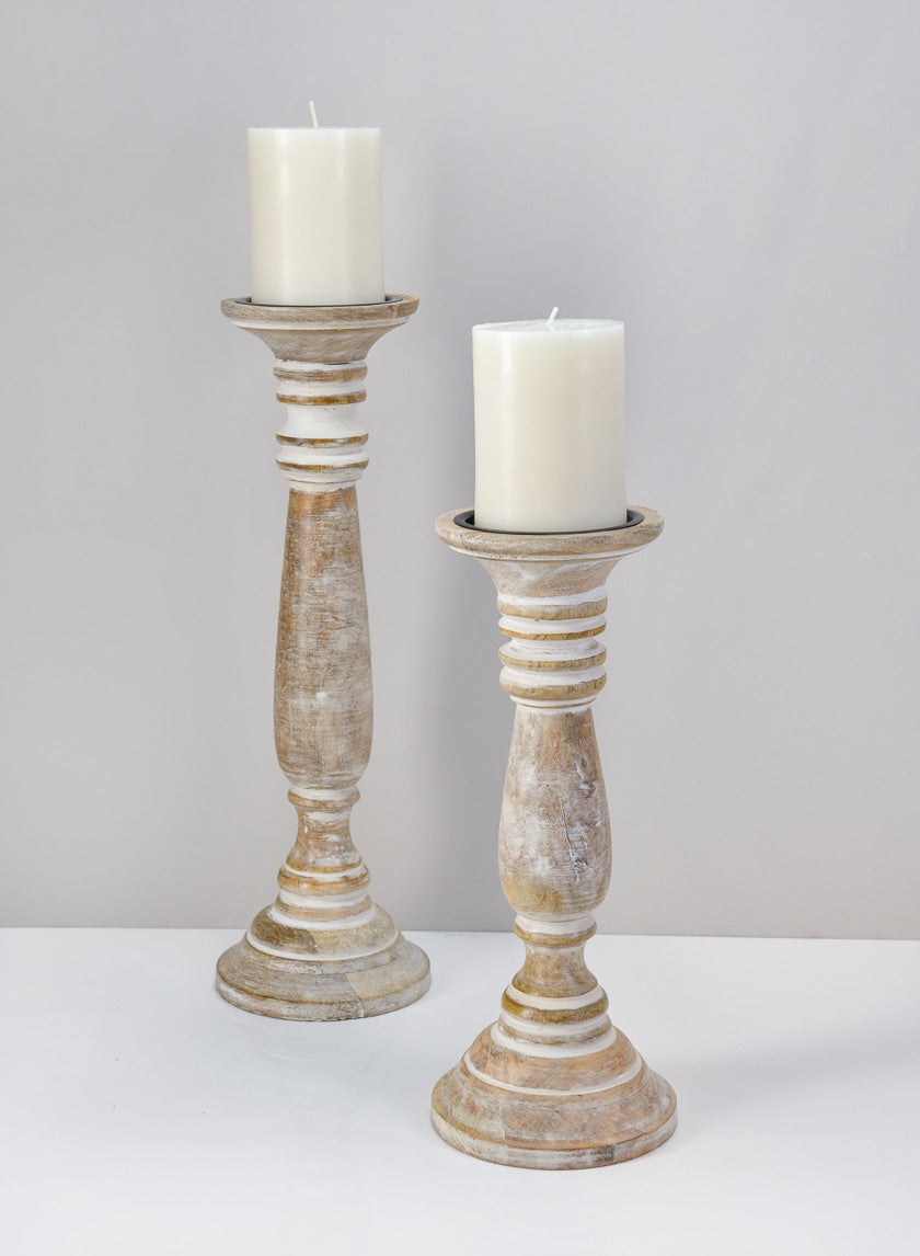 12in Tall Campagna White Washed Pillar Holder Decor Jamaligarden