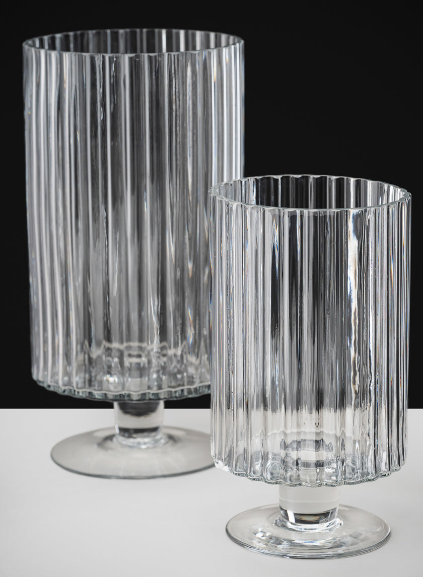 Pleated Glass Pedestal Hurricane Decor Jamaligarden
