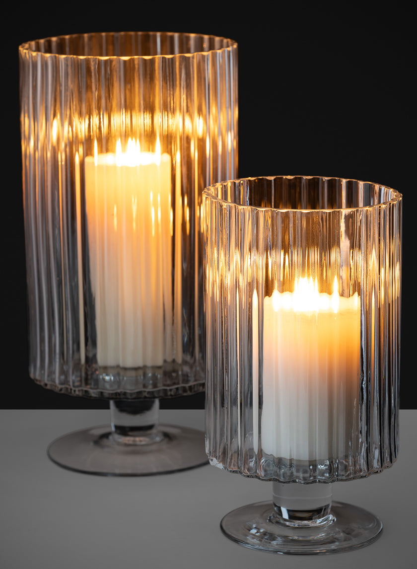 Pleated Glass Pedestal Hurricane Decor Jamaligarden
