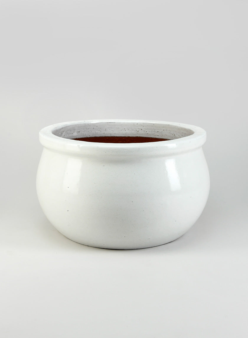 13in Wide Bright White Bavarian Pot Decor Jamaligarden