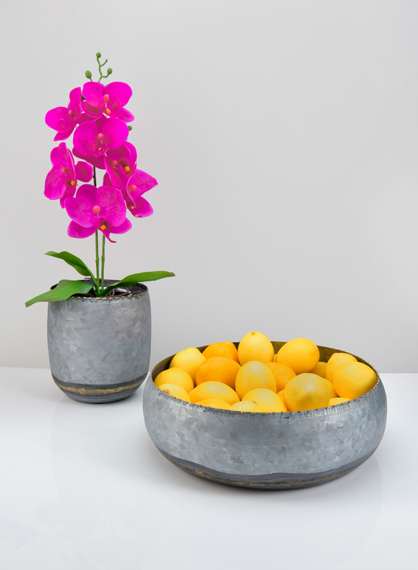 12in Wide Bizantine Galvanized Iron Bowl Decor Jamaligarden