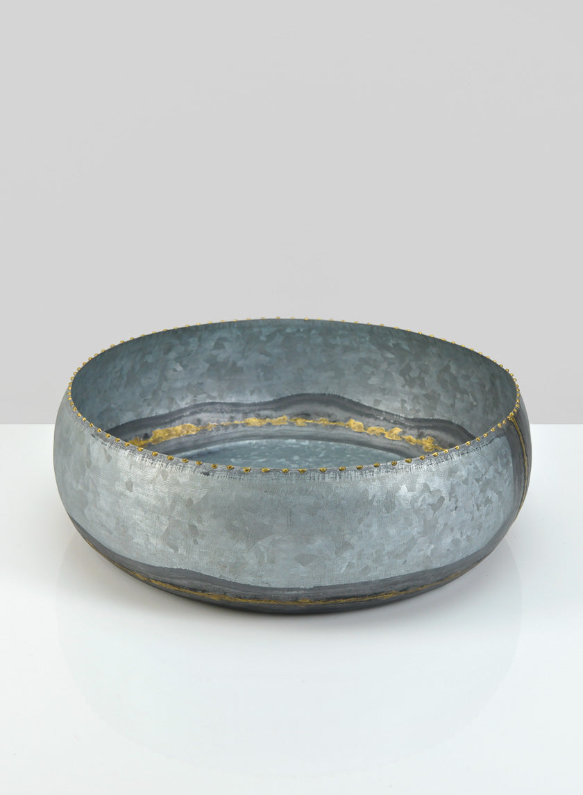 12in Wide Bizantine Galvanized Iron Bowl Decor Jamaligarden