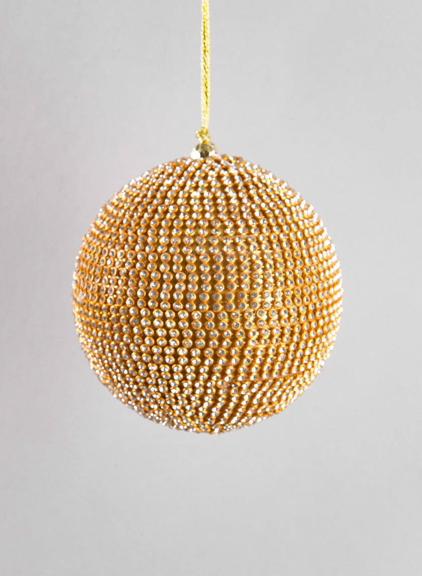 3.5in Round Gold Crystal Bead Ornament Decor Jamaligarden