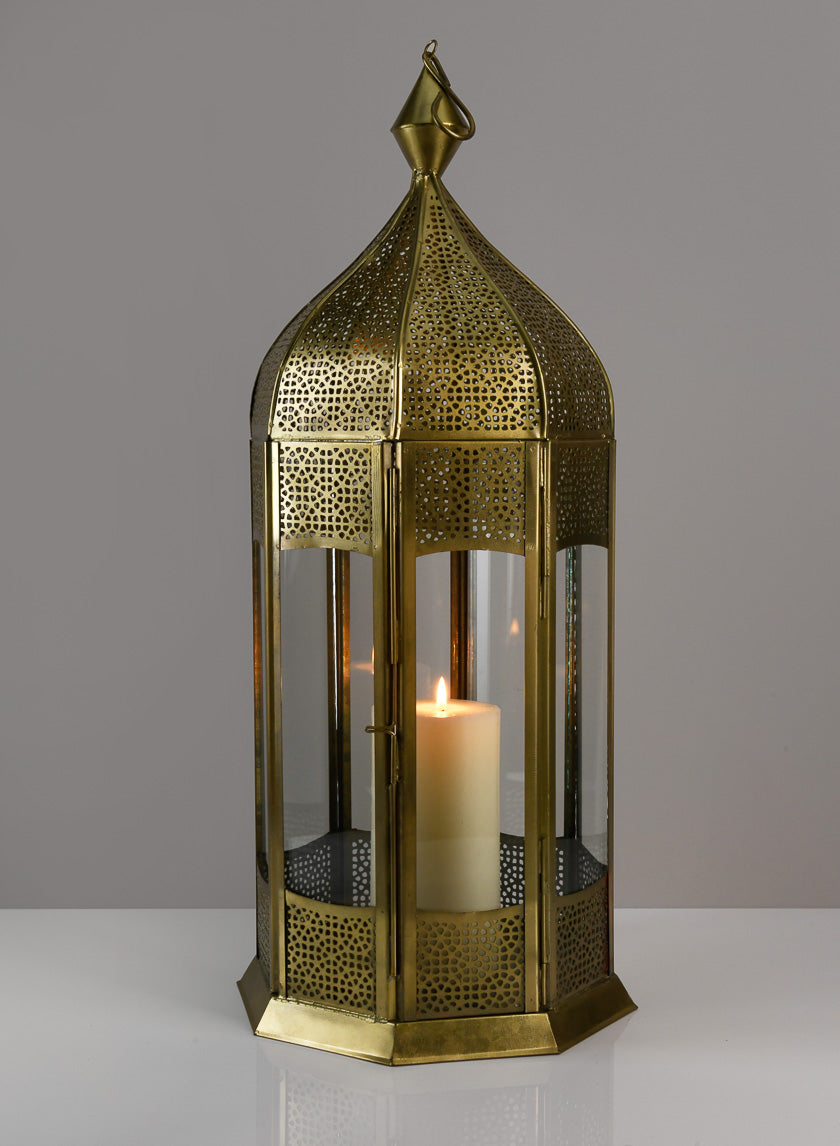 21.5in Tall Gold Aravali Lantern Decor Jamaligarden