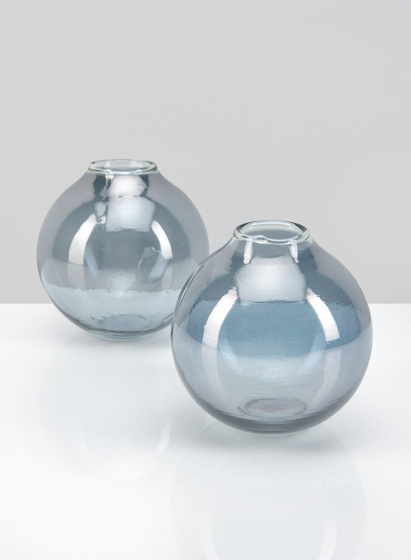 4.25in Wide Marbella Smoke Luster Glass Bud Vase Decor Jamaligarden