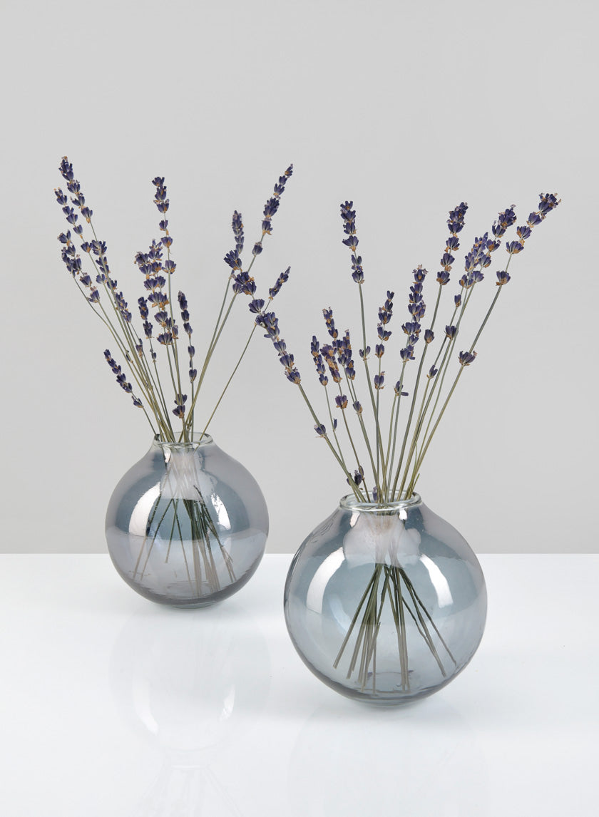 4.25in Wide Marbella Smoke Luster Glass Bud Vase Decor Jamaligarden