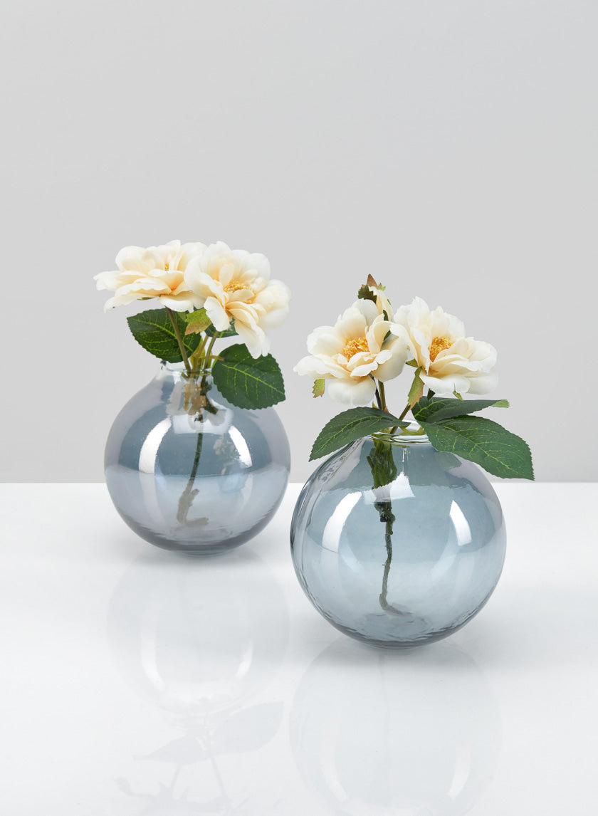 4.25in Wide Marbella Smoke Luster Glass Bud Vase Decor Jamaligarden