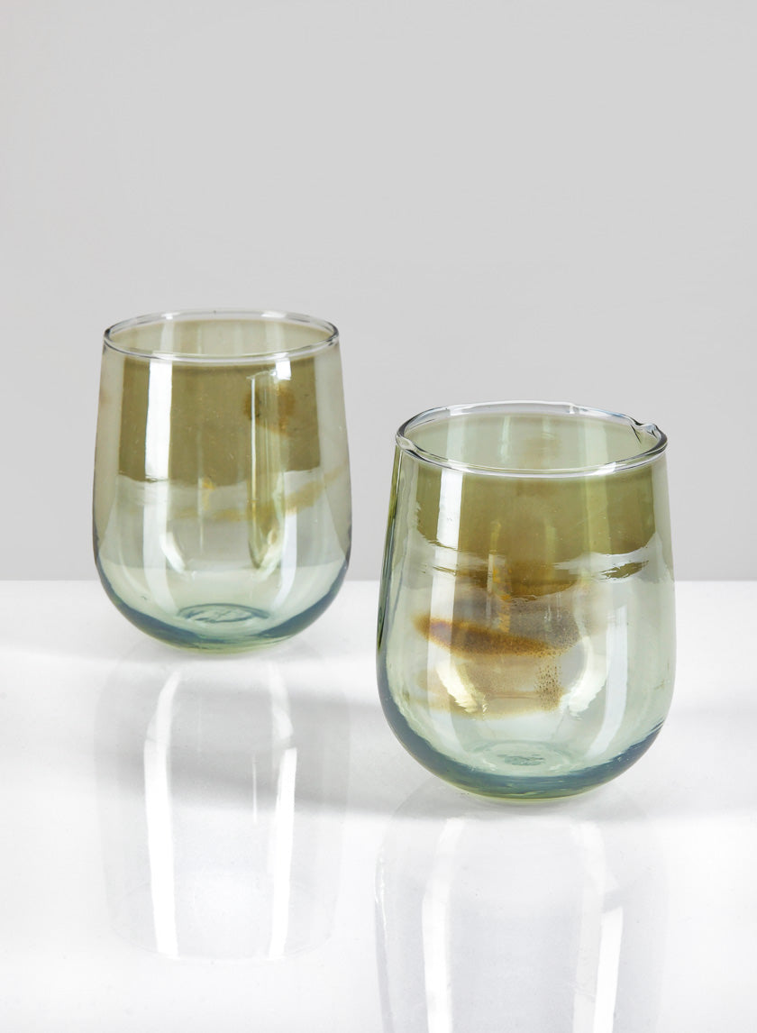 4.25in Tall Malaga Green Luster Glass Holder Decor Jamaligarden